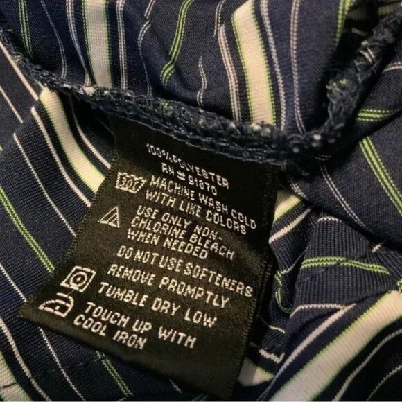 Lone Cypress Performance Golf Polo Shirt Mens Sz Medium Half Button Striped Blue - Picture 8 of 8